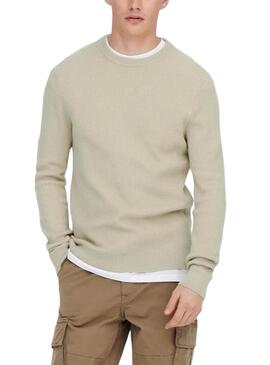 Maglia Only and Sons Phil beige per uomo