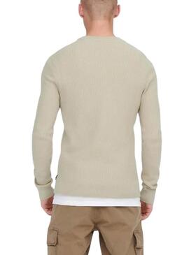 Maglia Only and Sons Phil beige per uomo