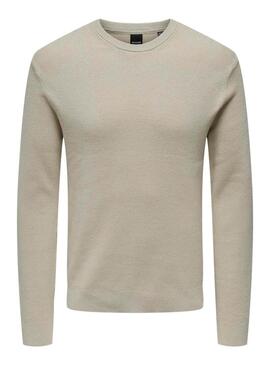 Maglia Only and Sons Phil beige per uomo