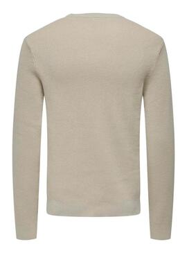 Maglia Only and Sons Phil beige per uomo