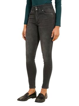 Pantaloni skinny Naf Naf grigi in denim per donna