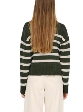 Only Jersey Lelly verde a righe nero per donna.