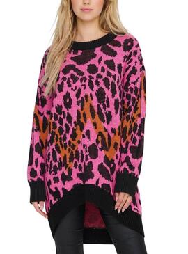 Maglia Only Helena leopardata rosa per donna