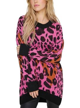 Maglia Only Helena leopardata rosa per donna