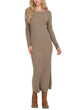 Abito Only Katia maxi in maglia color tostato per donna