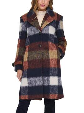 Cappotto Only Alina a quadri multicolor stampato per donna.