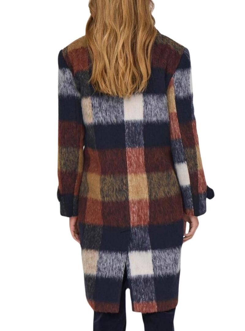 Cappotto Only Alina a quadri multicolor stampato per donna.