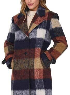 Cappotto Only Alina a quadri multicolor stampato per donna.