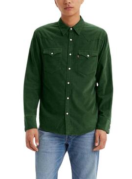 Camicia Levis Barstow Western verde in velluto a coste per uomo