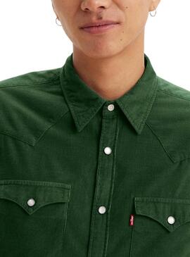 Camicia Levis Barstow Western verde in velluto a coste per uomo