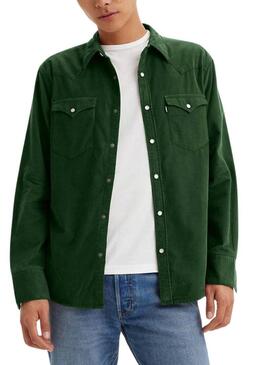 Camicia Levis Barstow Western verde in velluto a coste per uomo