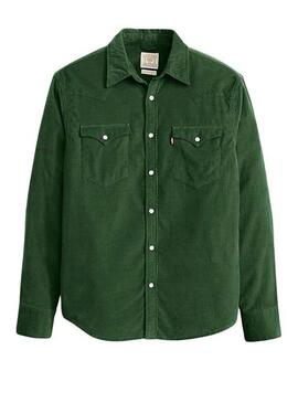 Camicia Levis Barstow Western verde in velluto a coste per uomo