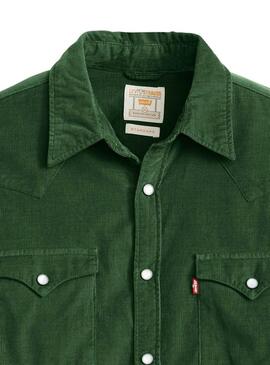 Camicia Levis Barstow Western verde in velluto a coste per uomo