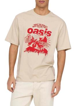 Maglietta Only and Sons Oasis Cartoon beige per uomo