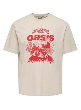 Maglietta Only and Sons Oasis Cartoon beige per uomo