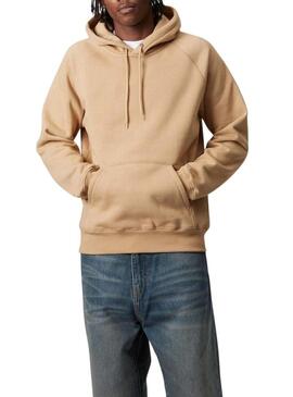 Felpa Carhartt Chase con cappuccio color cammello per uomo