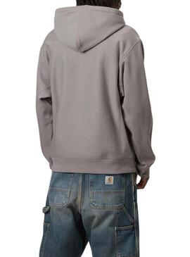 Felpa con cappuccio Carhartt Hooded American Script grigia per uomo