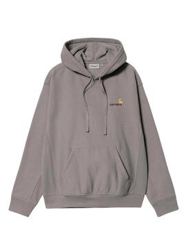 Felpa con cappuccio Carhartt Hooded American Script grigia per uomo