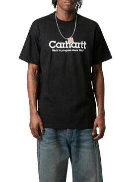 Maglietta Carhartt Label Script nera per uomo