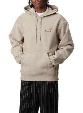 Felpa con cappuccio Carhartt Hooded American Script tostata per uomo.