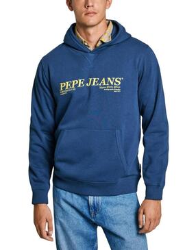 Felpa Pepe Jeans Dylan con cappuccio blu per uomo