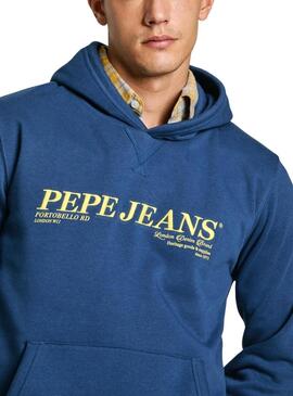 Felpa Pepe Jeans Dylan con cappuccio blu per uomo