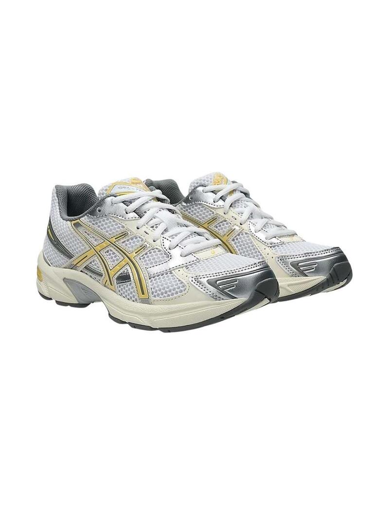 Scarpe Asics Gel 1130 gialle e argento per donna.