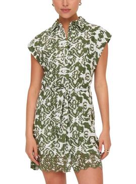 Abito Only Lou camicia stampato verde per donna