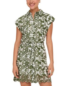 Abito Only Lou camicia stampato verde per donna