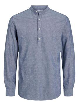 Camicia Jack and Jones in lino blu per uomo