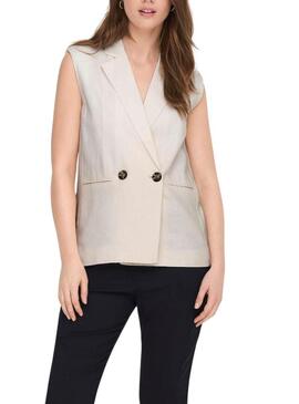 Gilet Only Caro in lino beige per donna