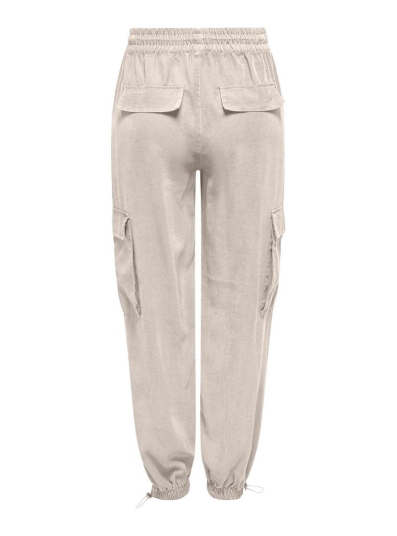 Pantaloni Only Aris Parachute Cargo Beige per Donna