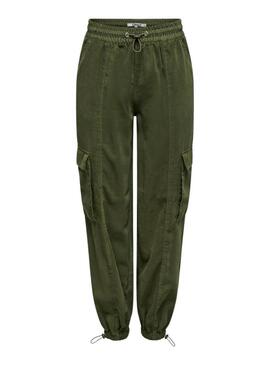 Pantaloni Only Aris Parachute Cargo Verde per Donna