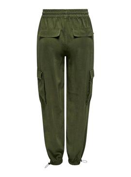 Pantaloni Only Aris Parachute Cargo Verde per Donna