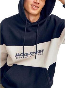 Felpa Jack and Jones Elegacy Blocking con cappuccio blu marino per uomo