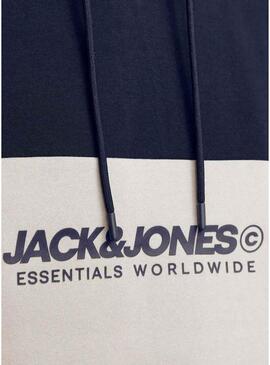 Felpa Jack and Jones Elegacy Blocking con cappuccio blu marino per uomo