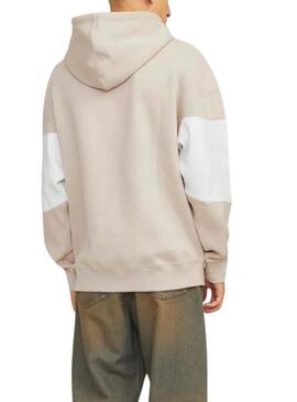 Felpa Jack and Jones Elegacy Blocking con cappuccio beige per uomo