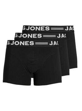 Confezione da 3 Mutande Jack and Jones Sense nere per uomo