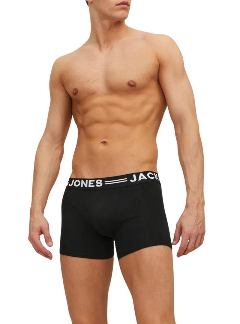 Confezione da 3 Mutande Jack and Jones Sense nere per uomo