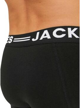 Confezione da 3 Mutande Jack and Jones Sense nere per uomo