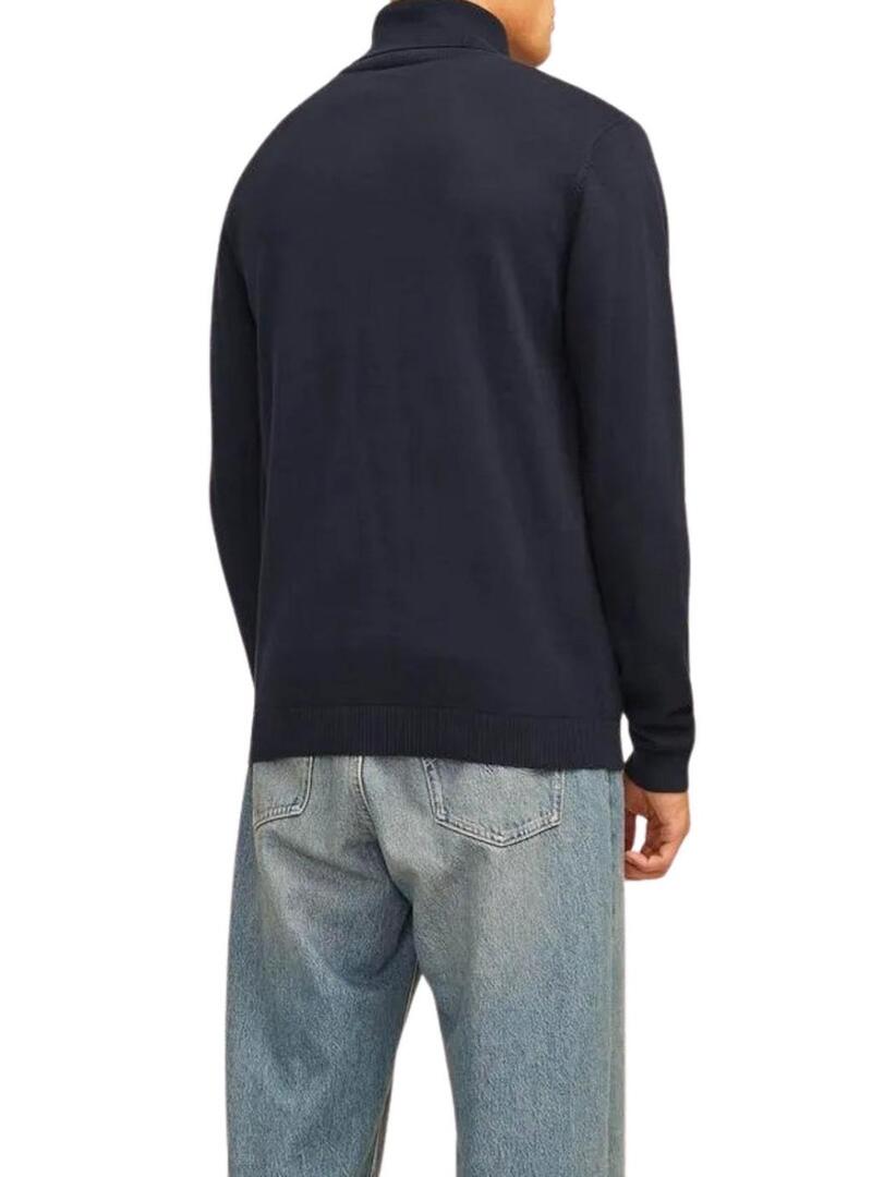 Maglione Jack and Jones Basic colletto alto blu marino per uomo