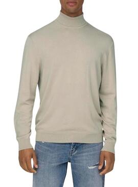 Maglione Only and Sons Wyler beige a collo alto per uomo