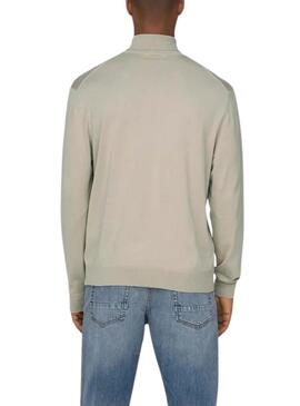 Maglione Only and Sons Wyler beige a collo alto per uomo