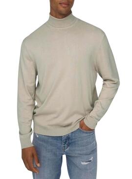 Maglione Only and Sons Wyler beige a collo alto per uomo