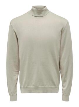 Maglione Only and Sons Wyler beige a collo alto per uomo