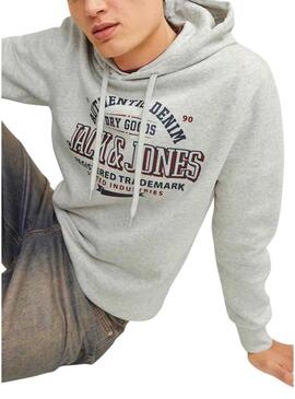 Felpa Jack and Jones Jelogo grigia per uomo