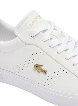 Scarpe da ginnastica Lacoste Powercourt bianche da donna.