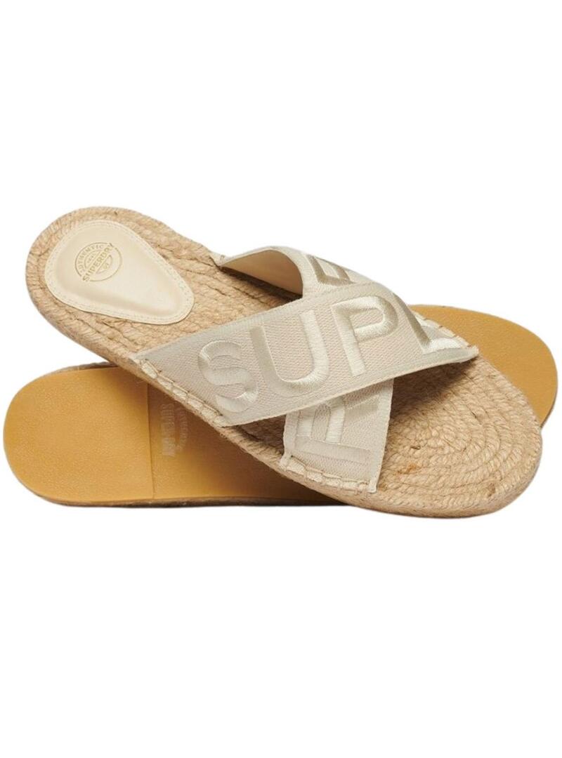 Sandali Superdry beige incrociati per donna.