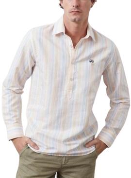 Camicia a righe beige Altonadock per uomo