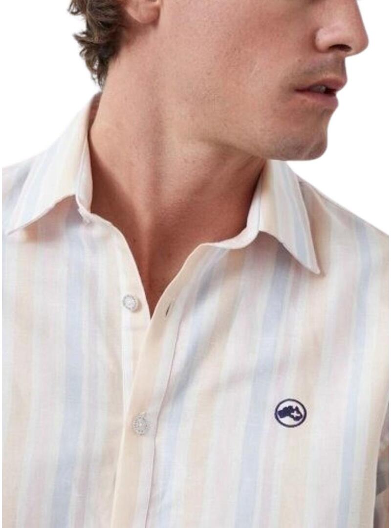 Camicia a righe beige Altonadock per uomo